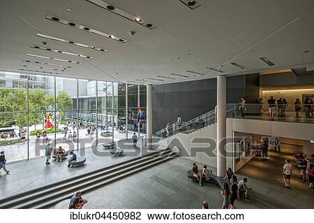 Stock Image - Entrance and courtyard of the Museum of Modern Art, MoMA, West 53rd Street, Midtown Manhattan, New York City, United States, North America. Fotosearch