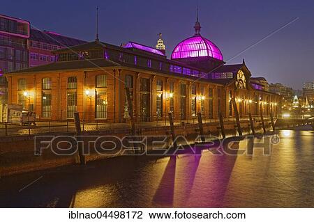 Event Center, former fish auction hall on the Elbe, Altona Fish Market, Night Scene, Altona, Hamburg, Germany, Europe View Large Photo Image Stock Image - Event Center, former fish auction hall on the Elbe, Altona Fish Market, Night Scene, Altona, Hamburg, Germany, Europe. Fotosearch