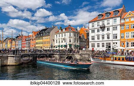 Excursion boat, Nyhavn canal, Copenhagen, Denmark, Europe View Large Photo Image Stock Photo - Excursion boat, Nyhavn canal, Copenhagen, Denmark, Europe. Fotosearch