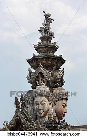 Faces and ornaments, mythological figures, Prasat Satchatham temple, Sanctuary of Truth, Naklua, Pattaya, Chon Buri Province, Thailand, Asia View Large Photo Image Stock Image - Faces and ornaments, mythological figures, Prasat Satchatham temple, Sanctuary of Truth, Naklua, Pattaya, Chon Buri Province, Thailand, Asia. Fotosearch