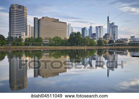 Stock Photo - Financial district with Main, Frankfurt am Main, Hesse, Germany, Europe. Fotosearch