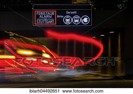 Fine dust alarm in Stuttgart, street with light trails, road sign, Stuttgart, Baden-Württemberg, Germany, Europe View Large Photo Image Stock Image - Fine dust alarm in Stuttgart, street with light trails, road sign, Stuttgart, Baden-Württemberg, Germany, Europe. Fotosearch