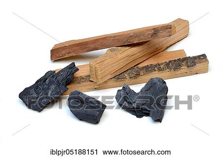 Stock Image - Firewood and charcoal. Fotosearch