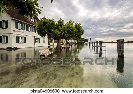 Floods, Gottlieben on Lake Constance, Canton of Thurgau, Switzerland, Europe View Large Photo Image Stock Image - Floods, Gottlieben on Lake Constance, Canton of Thurgau, Switzerland, Europe. Fotosearch