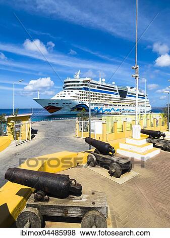 Fort Oranje, behind cruise ship, Kralendijk, Bonaire Island, Island Bonaire, Netherlands Antilles View Large Photo Image Stock Photo - Fort Oranje, behind cruise ship, Kralendijk, Bonaire Island, Island Bonaire, Netherlands Antilles. Fotosearch