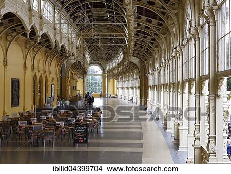 Foyer, cast-iron construction, new colonnade, Nová kolonáda, main colonnade, Marianske Lazne, Bohemia, Czech Republic, Europe View Large Photo Image Picture - Foyer, cast-iron construction, new colonnade, Nová kolonáda, main colonnade, Marianske Lazne, Bohemia, Czech Republic, Europe. Fotosearch