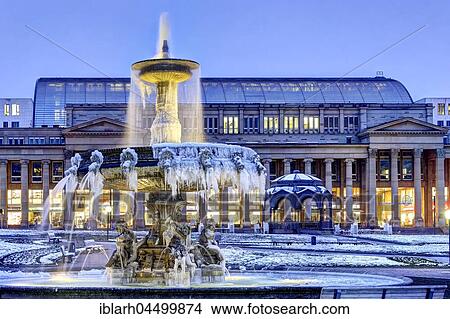 Frozen fountain at Schlossplatz Stuttgart, Königsbau Passage at back, Baden-Württemberg, Germany, Europe View Large Photo Image Picture - Frozen fountain at Schlossplatz Stuttgart, Königsbau Passage at back, Baden-Württemberg, Germany, Europe. Fotosearch