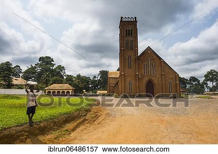 Stock Photo - German colonial church in Mbalmayo, deep in the jungle of Cameroon. Fotosearch