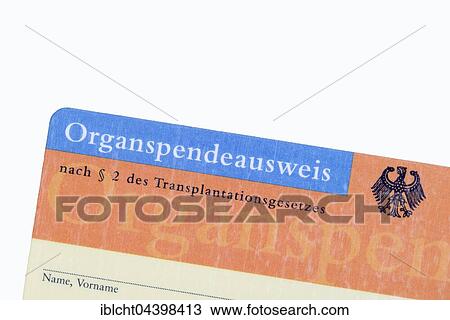 Stock Image - German donar card, Organspende. Fotosearch