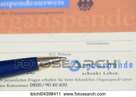 German donar card, Organspende, with pen View Large Photo Image Stock Image - German donar card, Organspende, with pen. Fotosearch