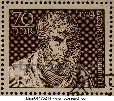 German stamp, GDR, portrait of painter Caspar David Friedrich View Large Photo Image Picture - German stamp, GDR, portrait of painter Caspar David Friedrich. Fotosearch
