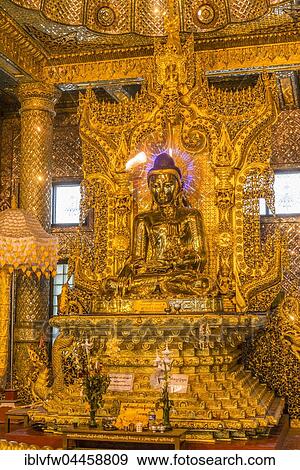 Gilded sitting Buddha, Nan Oo Buddha, Nan Oo Buddha Hall, Botataung Pagoda, Buddhist temple, Yangon, Myanmar, Asia View Large Photo Image Stock Photo - Gilded sitting Buddha, Nan Oo Buddha, Nan Oo Buddha Hall, Botataung Pagoda, Buddhist temple, Yangon, Myanmar, Asia. Fotosearch