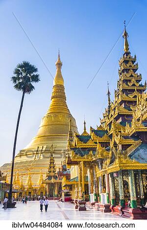 Golden Shwedagon Pagoda, main stupa, stupa, Shwedagon Paya, Shwedagon, Rangoon, Myanmar, Asia View Large Photo Image Picture - Golden Shwedagon Pagoda, main stupa, stupa, Shwedagon Paya, Shwedagon, Rangoon, Myanmar, Asia. Fotosearch