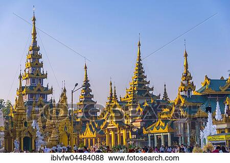 Golden Shwedagon Pagoda, main stupa, stupa, Shwedagon Paya, Shwedagon, Rangoon, Myanmar, Asia View Large Photo Image Stock Photo - Golden Shwedagon Pagoda, main stupa, stupa, Shwedagon Paya, Shwedagon, Rangoon, Myanmar, Asia. Fotosearch