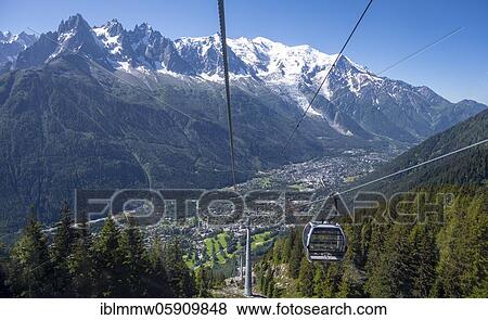 Gondolas of the La Flégère cable car, glacier and Mont Blanc in the back, Mont Blanc massif, Chamonix-Mont-Blanc, Haute-Savoie, France, Europe View Large Photo Image Stock Photo - Gondolas of the La Flégère cable car, glacier and Mont Blanc in the back, Mont Blanc massif, Chamonix-Mont-Blanc, Haute-Savoie, France, Europe. Fotosearch