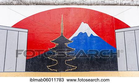 Graffiti diversion to the Japanese sector, pagoda and Mount Fuji with wall, artist Thomas Klingenstein, mural at the East Side Gallery, Friedrichshain, Berlin, Germany, Europe View Large Photo Image Stock Image - Graffiti diversion to the Japanese sector, pagoda and Mount Fuji with wall, artist Thomas Klingenstein, mural at the East Side Gallery, Friedrichshain, Berlin, Germany, Europe. Fotosearch