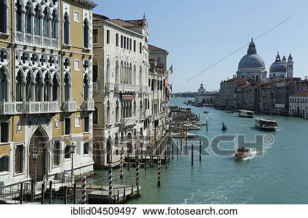 Grand Canal, view from the bridge Ponte dell' Accademia, Venice, Veneto, Italy, Europe View Large Photo Image Stock Photo - Grand Canal, view from the bridge Ponte dell' Accademia, Venice, Veneto, Italy, Europe. Fotosearch