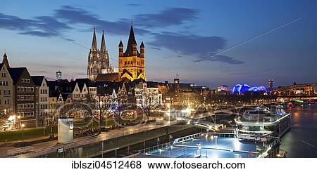 Great Saint Martin Church with Cologne Cathedral, evening dawn, Cologne, North Rhine-Westphalia, Germany, Europe View Large Photo Image Stock Photo - Great Saint Martin Church with Cologne Cathedral, evening dawn, Cologne, North Rhine-Westphalia, Germany, Europe. Fotosearch