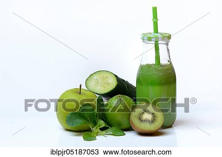 Green smoothie in glass with straw and fruit and vegetables View Large Photo Image Stock Image - Green smoothie in glass with straw and fruit and vegetables. Fotosearch