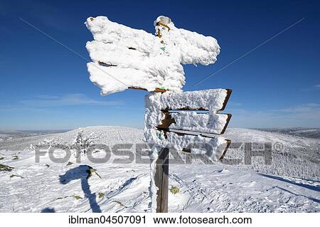 Guidepost covered with snow, summit, Lusen, Bavarian Forest National Park, Lower Bavaria, Bavaria, Germany, Europe View Large Photo Image Stock Image - Guidepost covered with snow, summit, Lusen, Bavarian Forest National Park, Lower Bavaria, Bavaria, Germany, Europe. Fotosearch