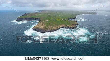 Stock Image - Hags Head, cliffs, strong waves, Cliffs of Moher, County Clare, Atlantic Ocean, Ireland, Europe. Fotosearch