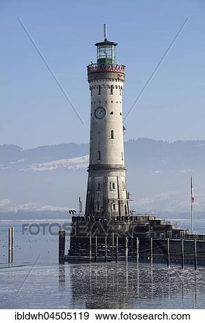 Harbor entrance in winter, New Lighthouse, Lindau, Lake Constance, Bavaria, Germany, Europe View Large Photo Image Stock Photo - Harbor entrance in winter, New Lighthouse, Lindau, Lake Constance, Bavaria, Germany, Europe. Fotosearch