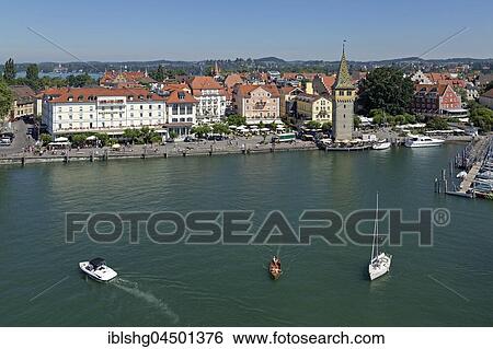 Harbor with Mangenturm, Lindau, Lake Constance, Bavaria, Germany, Europe View Large Photo Image Stock Photograph - Harbor with Mangenturm, Lindau, Lake Constance, Bavaria, Germany, Europe. Fotosearch