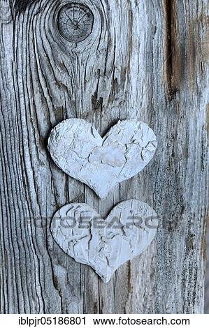 Stock Image - Hearts from birch bark. Fotosearch