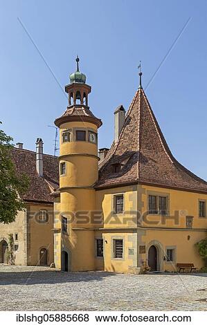 Stock Photo - Hegereiterhaus from 1591, old town, Rothenburg ob der Tauber, Middle Franconia, Bavaria, Germany, Europe. Fotosearch