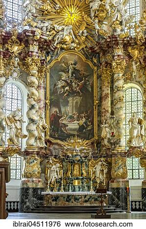 High altar, chancel, baroque Monastery Church Mariä Himmelfahrt, St. Mary, interior, Kloster Fürstenfeld, Fürstenfeldbruck, Upper Bavaria, Bavaria, Germany, Europe View Large Photo Image Stock Photograph - High altar, chancel, baroque Monastery Church Mariä Himmelfahrt, St. Mary, interior, Kloster Fürstenfeld, Fürstenfeldbruck, Upper Bavaria, Bavaria, Germany, Europe. Fotosearch