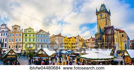 Picture - Historic centre Hall, Christmas market on the Old Town Square, historic centre, Prague, Bohemia, Czech Republic, Europe. Fotosearch