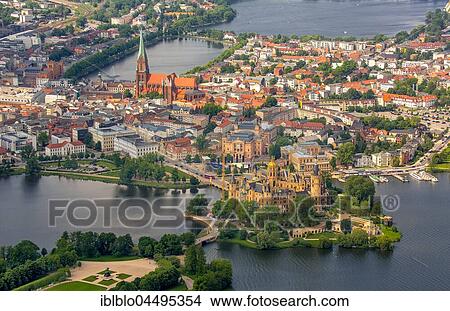 Historic centre with castle Schwerin, Burggarten, Burgsee, Lake Schwerin, Schwerin, Mecklenburg-Western Pomerania, Germany, Europe View Large Photo Image Picture - Historic centre with castle Schwerin, Burggarten, Burgsee, Lake Schwerin, Schwerin, Mecklenburg-Western Pomerania, Germany, Europe. Fotosearch