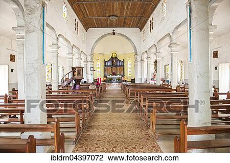 Historic Church of the Catholic Pallottines mission from the German colonial era, interior, Kribi, South Region, Cameroon, Africa View Large Photo Image Stock Image - Historic Church of the Catholic Pallottines mission from the German colonial era, interior, Kribi, South Region, Cameroon, Africa. Fotosearch