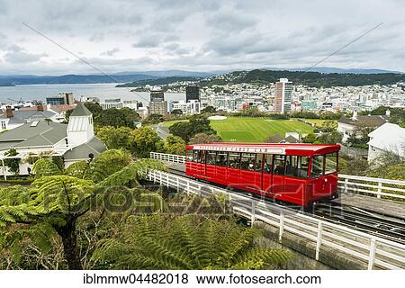 Stock Photo - Historic cog railway, Wellington Cable Car, Wellington Region, North Island, New Zealand, Oceania. Fotosearch