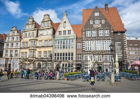 Stock Photo - Historic commercial buildings, market place, Bremen, Germany, Europe. Fotosearch