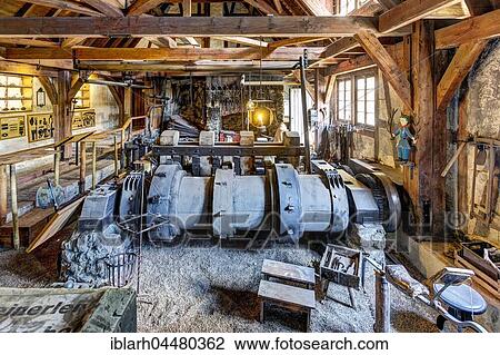 Stock Image - Historic Hammerschmiede, Museum, at Blautopf spring Blaubeuren, Baden-Württemberg, Germany, Europe. Fotosearch