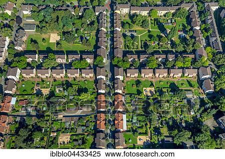 Stock Photography - Historic miners settlement, urban square structure, colliery houses, Duisburg-Hamborn, Duisburg, Ruhr district, North Rhine-Westphalia, Germany, Europe. Fotosearch