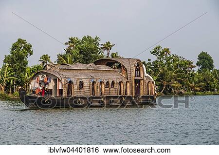 Houseboat on water, Backwaters, Alappuzha District, Alleppey, Kerala, India, Asia View Large Photo Image Stock Photograph - Houseboat on water, Backwaters, Alappuzha District, Alleppey, Kerala, India, Asia. Fotosearch