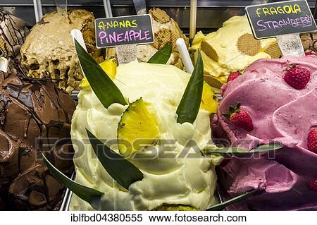 Ice cream is diplayed very appetisingly in a shop, Siena, Tuscany, Italy, Europe View Large Photo Image Stock Photography - Ice cream is diplayed very appetisingly in a shop, Siena, Tuscany, Italy, Europe. Fotosearch