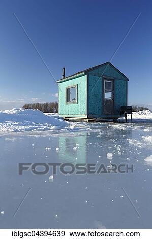 Ice fishing cabin on frozen Saint Lawrence River, Maple Grove, Quebec, Canada, North America View Large Photo Image Stock Photo - Ice fishing cabin on frozen Saint Lawrence River, Maple Grove, Quebec, Canada, North America. Fotosearch