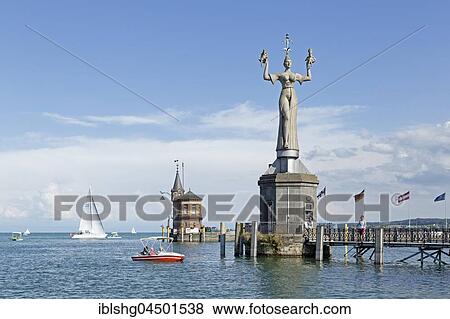 Stock Photo - Imperia statue at the harbor entrance, Constance, Lake Constance, Baden-Württemberg, Germany, Europe. Fotosearch