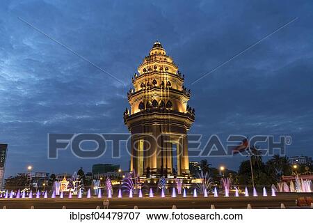 Independence Monument, dusk, Phnom Penh Province, Cambodia, Asia View Large Photo Image Stock Photo - Independence Monument, dusk, Phnom Penh Province, Cambodia, Asia. Fotosearch