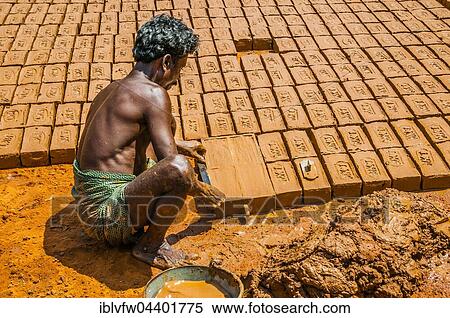 Indian man making clay bricks, Usilampatti, Tamil Nadu, India, Asia View Large Photo Image Stock Photography - Indian man making clay bricks, Usilampatti, Tamil Nadu, India, Asia. Fotosearch