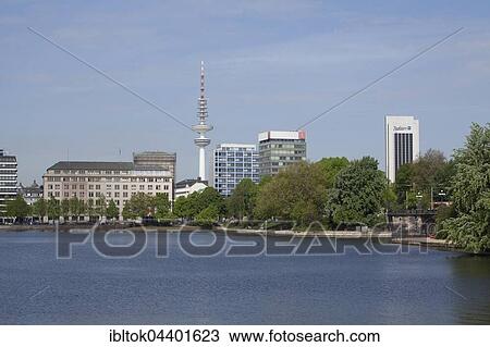 Inner Alster Lake with television tower and Radisson Blu Hotel, Hamburg, Germany, Europe View Large Photo Image Stock Image - Inner Alster Lake with television tower and Radisson Blu Hotel, Hamburg, Germany, Europe. Fotosearch