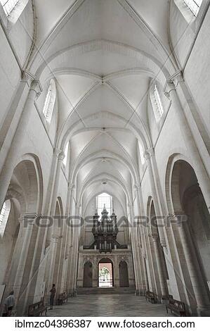 Stock Photo - Interior of Cistercian Abbey of Pontigny, L'Abbaye de Pontigny, Burgundy, France, Europe. Fotosearch