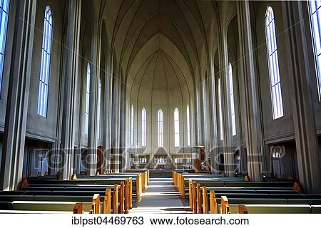 Stock Image - Interior of Hallgrímskirkja, Hallgrims Church, Reykjavik, Iceland, Europe. Fotosearch