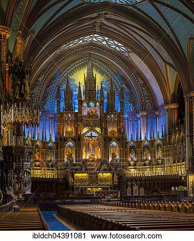 Interior of Notre Dame Basilica, Gothic Revival Architecture, built between 1824 and 1829, Montreal, Quebec, Canada, North America View Large Photo Image Stock Image - Interior of Notre Dame Basilica, Gothic Revival Architecture, built between 1824 and 1829, Montreal, Quebec, Canada, North America. Fotosearch