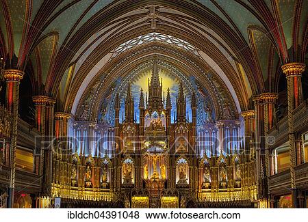 Interior of Notre Dame Basilica, Gothic Revival Architecture, built between 1824 and 1829, Montreal, Quebec, Canada, North America View Large Photo Image Stock Photo - Interior of Notre Dame Basilica, Gothic Revival Architecture, built between 1824 and 1829, Montreal, Quebec, Canada, North America. Fotosearch