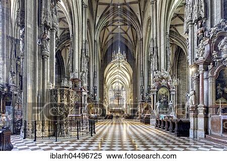 Stock Photography - Interior of St. Stephen's Cathedral, St. Stephen's Cathedral, Nave, Vienna, Austria, Europe. Fotosearch