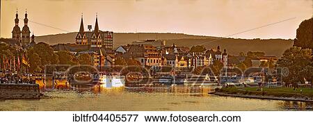 Koblenz historic center on the Mosel River, evening light, Koblenz, Rhineland-Palatinate, Germany, Europe View Large Photo Image Stock Photo - Koblenz historic center on the Mosel River, evening light, Koblenz, Rhineland-Palatinate, Germany, Europe. Fotosearch